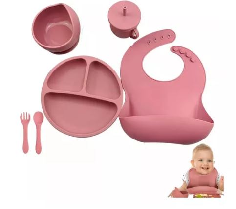  Set Vajilla Platos En Silicona Bebe X6 